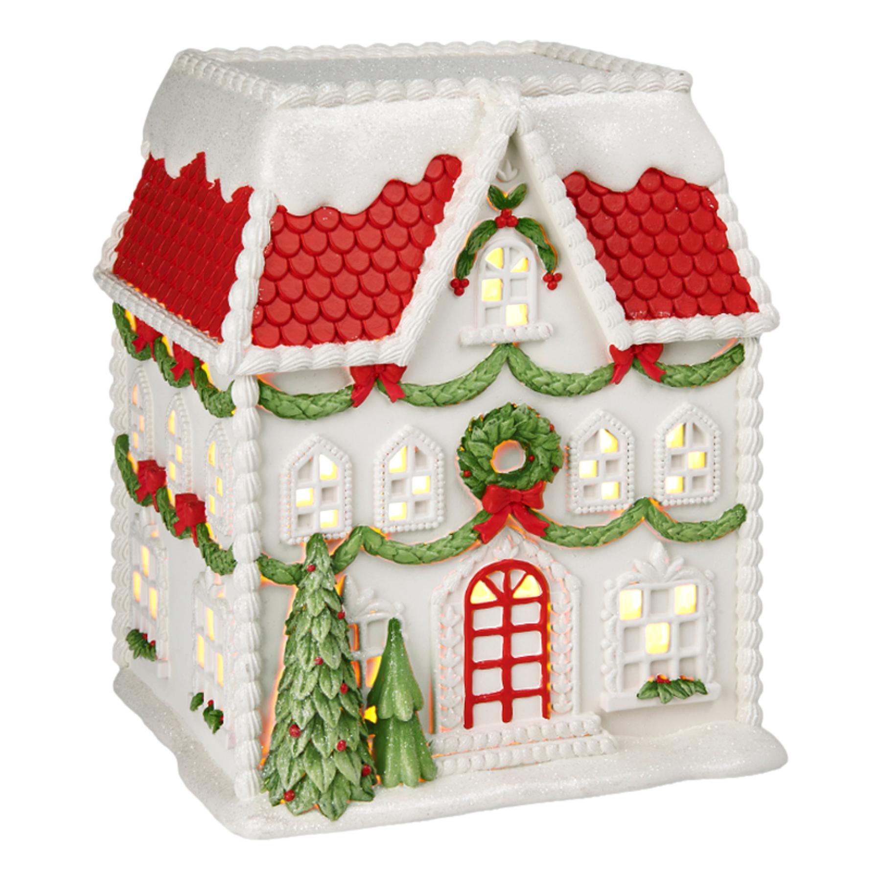 31cm Led Red Roof Xmas House - Seasonal Decor