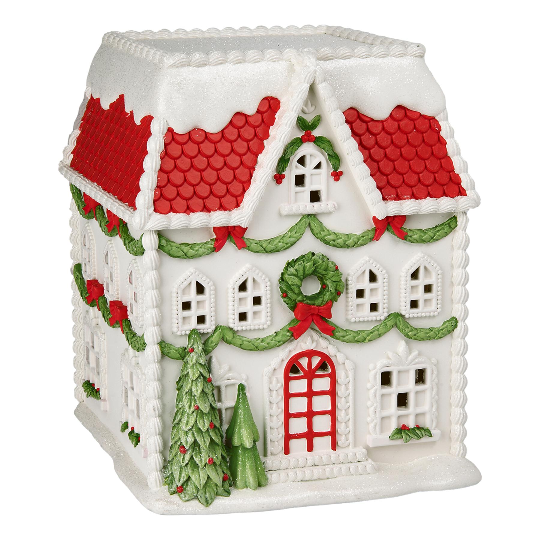 31cm Led Red Roof Xmas House - Seasonal Decor