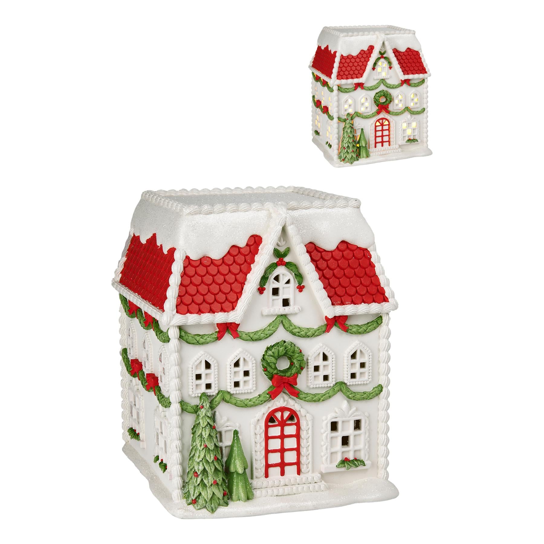 31cm Led Red Roof Xmas House - Seasonal Decor