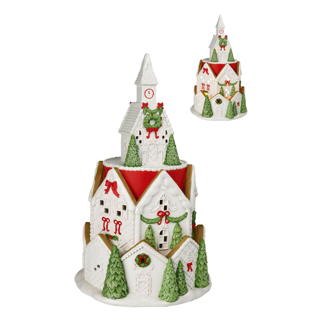 52cm Round Red Roof Village - Seasonal Decor