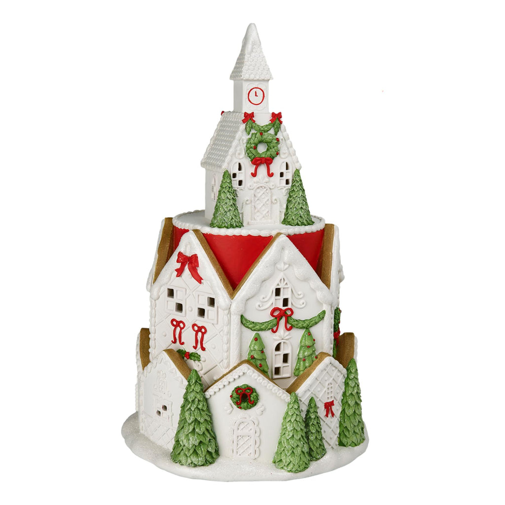 52cm Round Red Roof Village - Seasonal Decor
