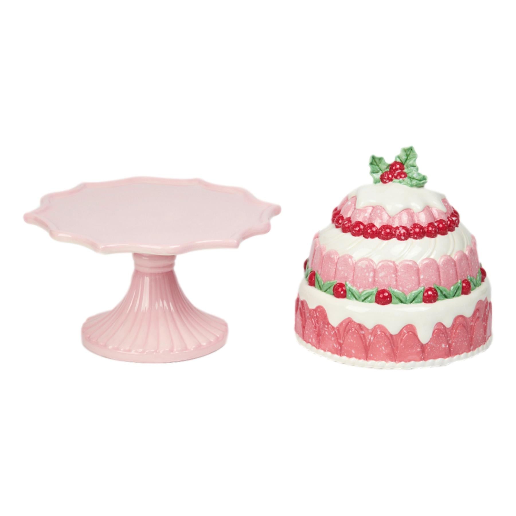 Pink Cake Stand Dome - Seasonal Decor