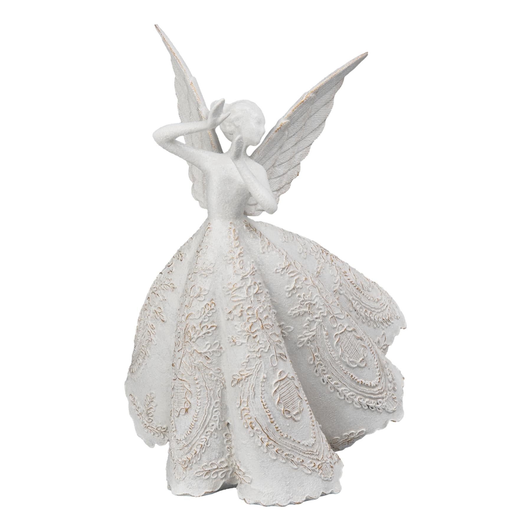 White Lace Standing Angel Right - Seasonal Decor