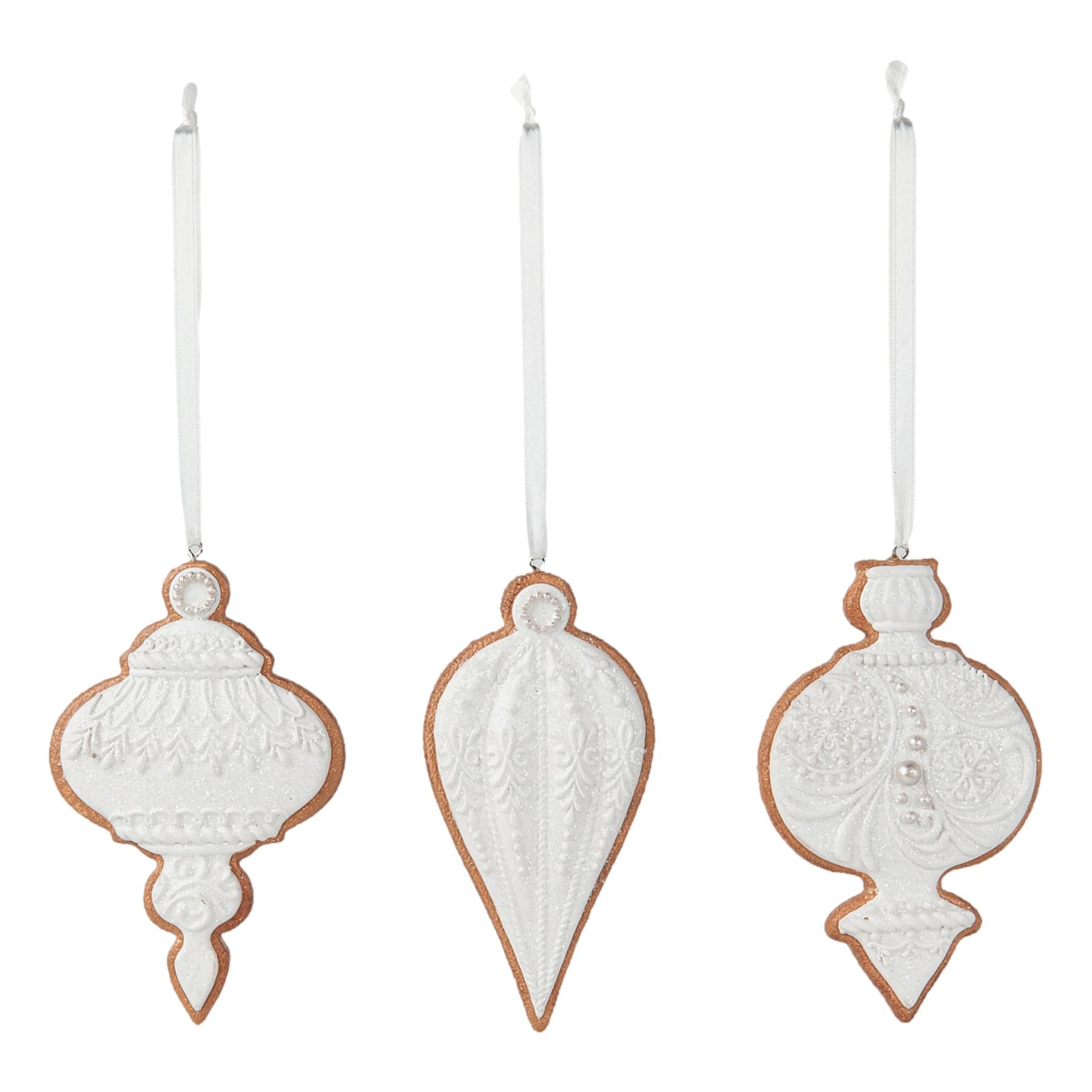 White Cookie Ornament Assorted - Seasonal Decor