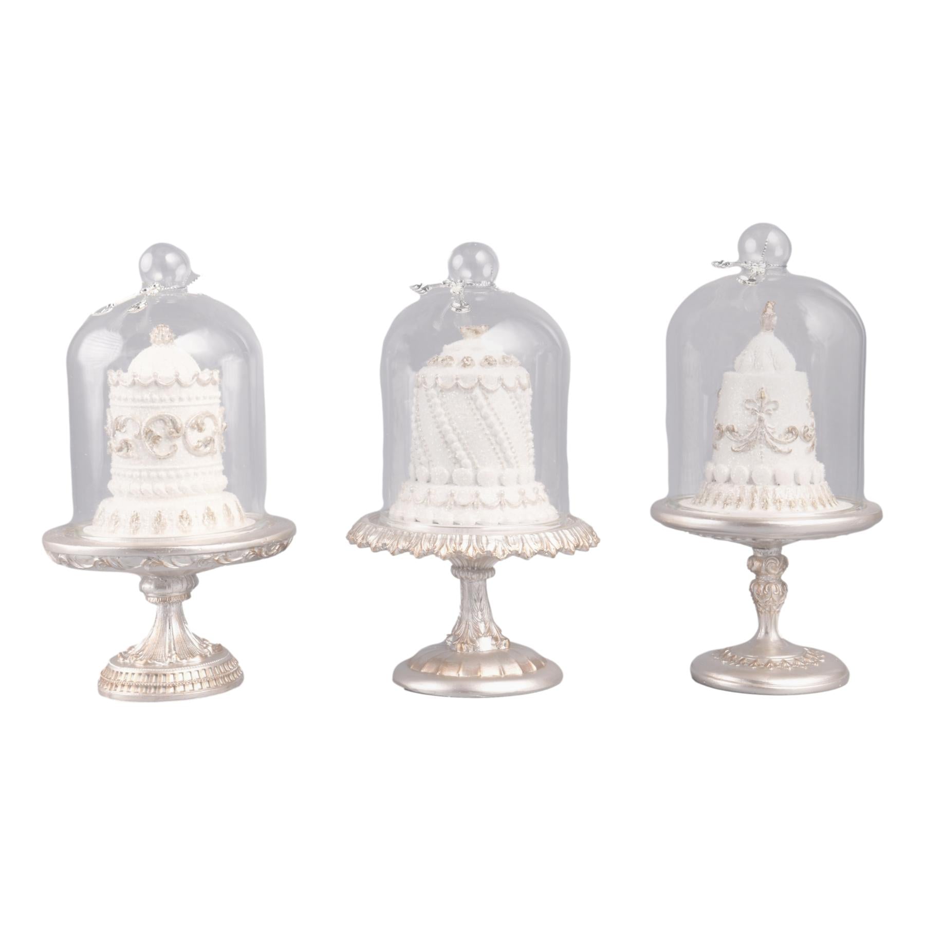 White Cake Cloche Assorted - Seasonal Decor