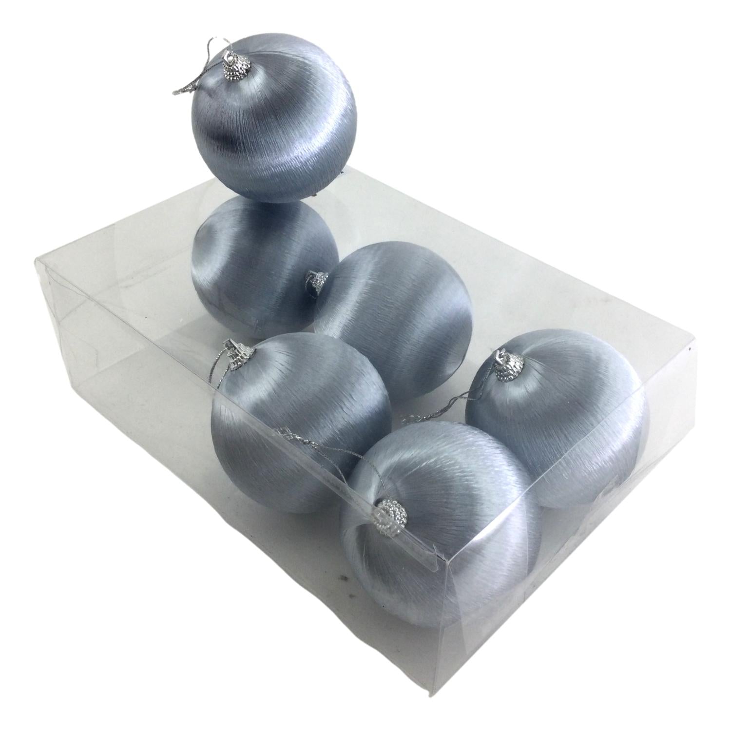 Silver Silk Ball Hanging Box 6 - Seasonal Decor