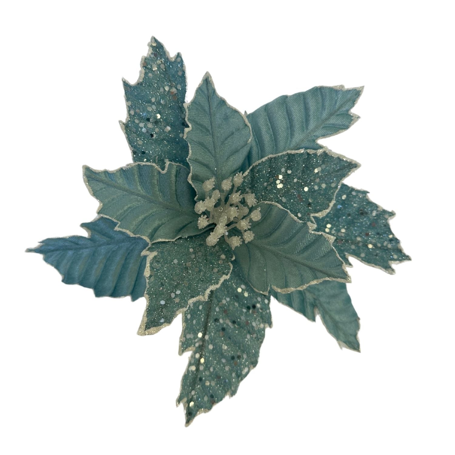 Ice Blue White Poinsettia - Seasonal Decor