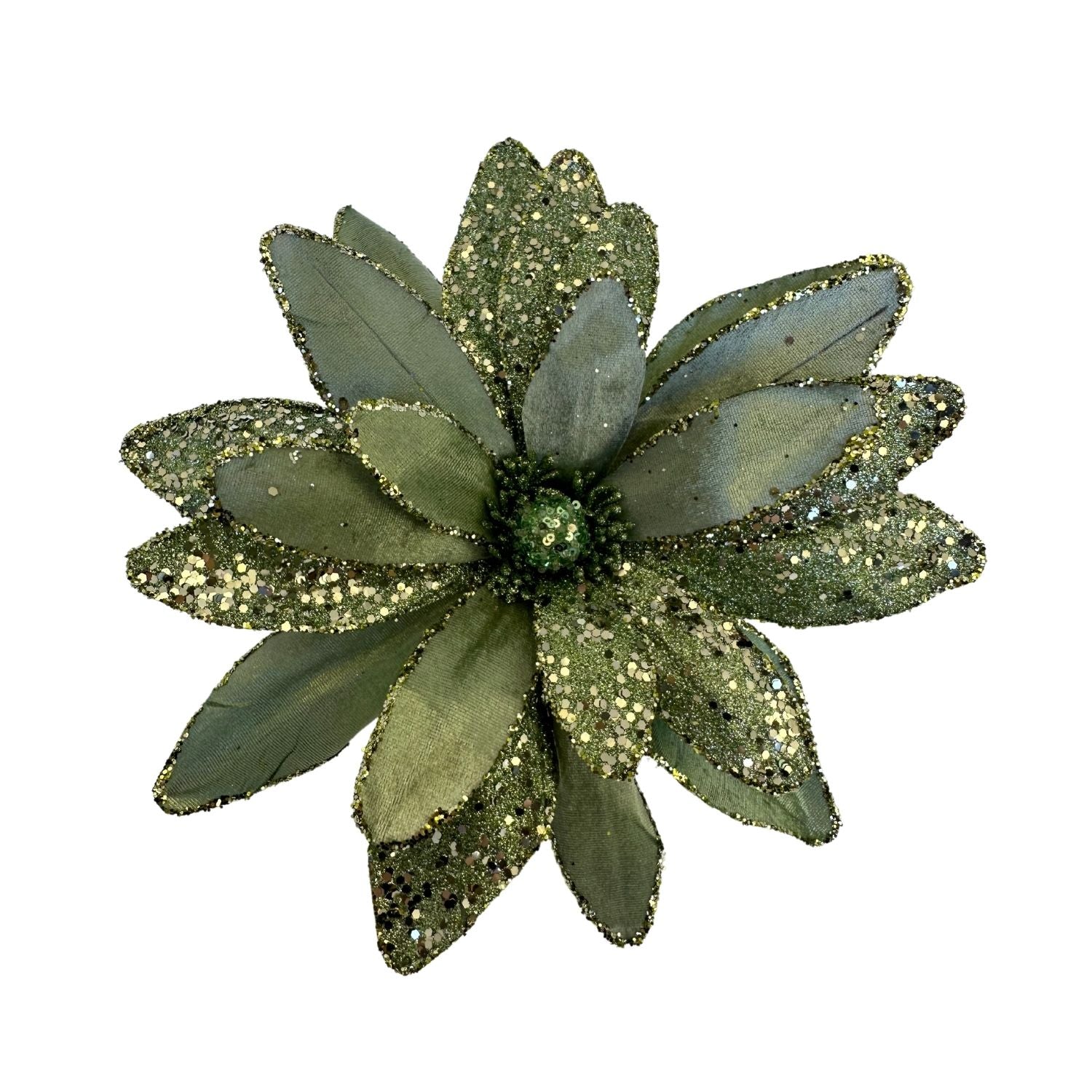 Sage Glitter Poinsettia - Seasonal Decor
