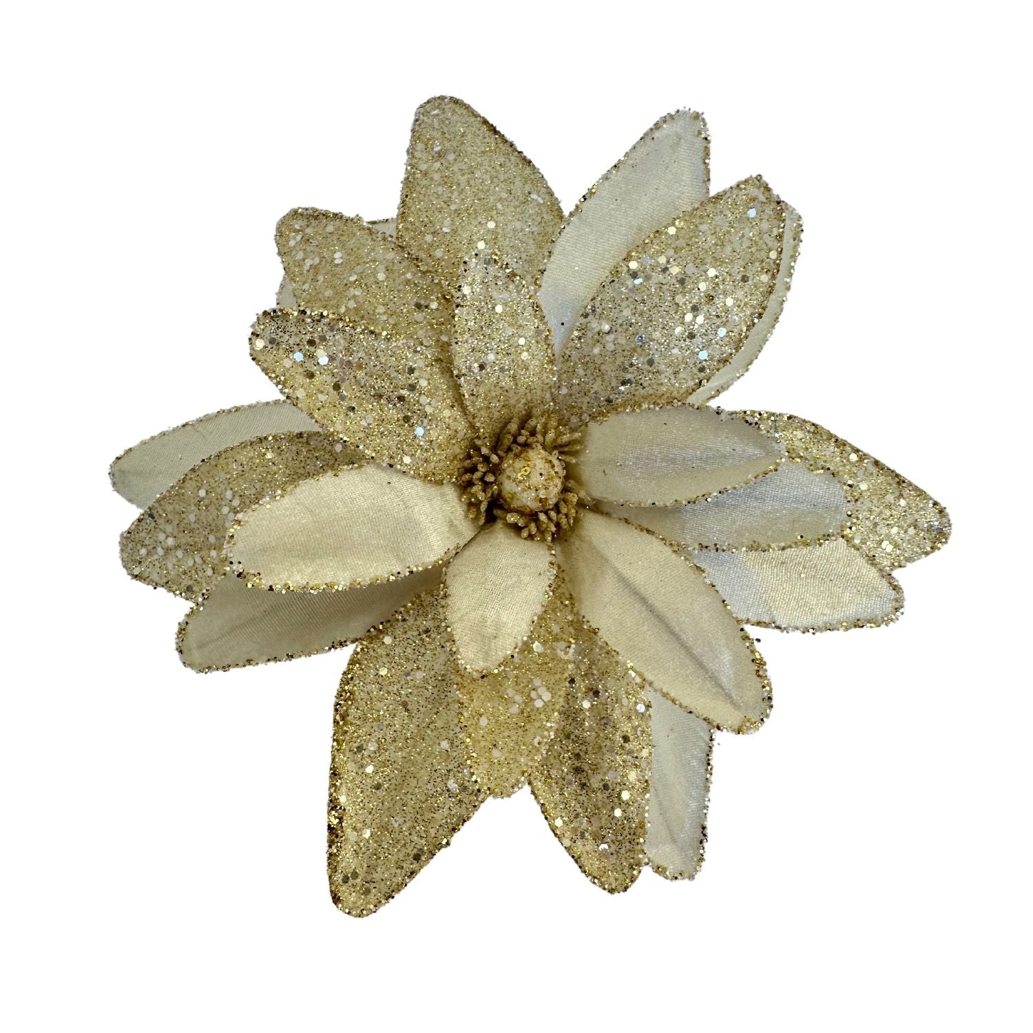 Ivory Glitter Poinsettia - Seasonal Decor