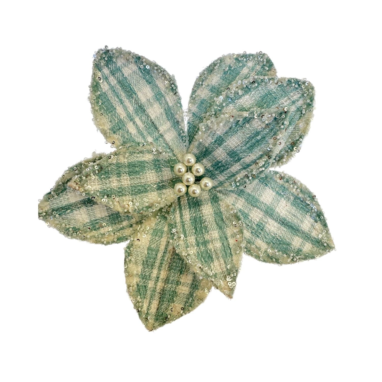 Blue Chequer Poinsettia - Seasonal Decor