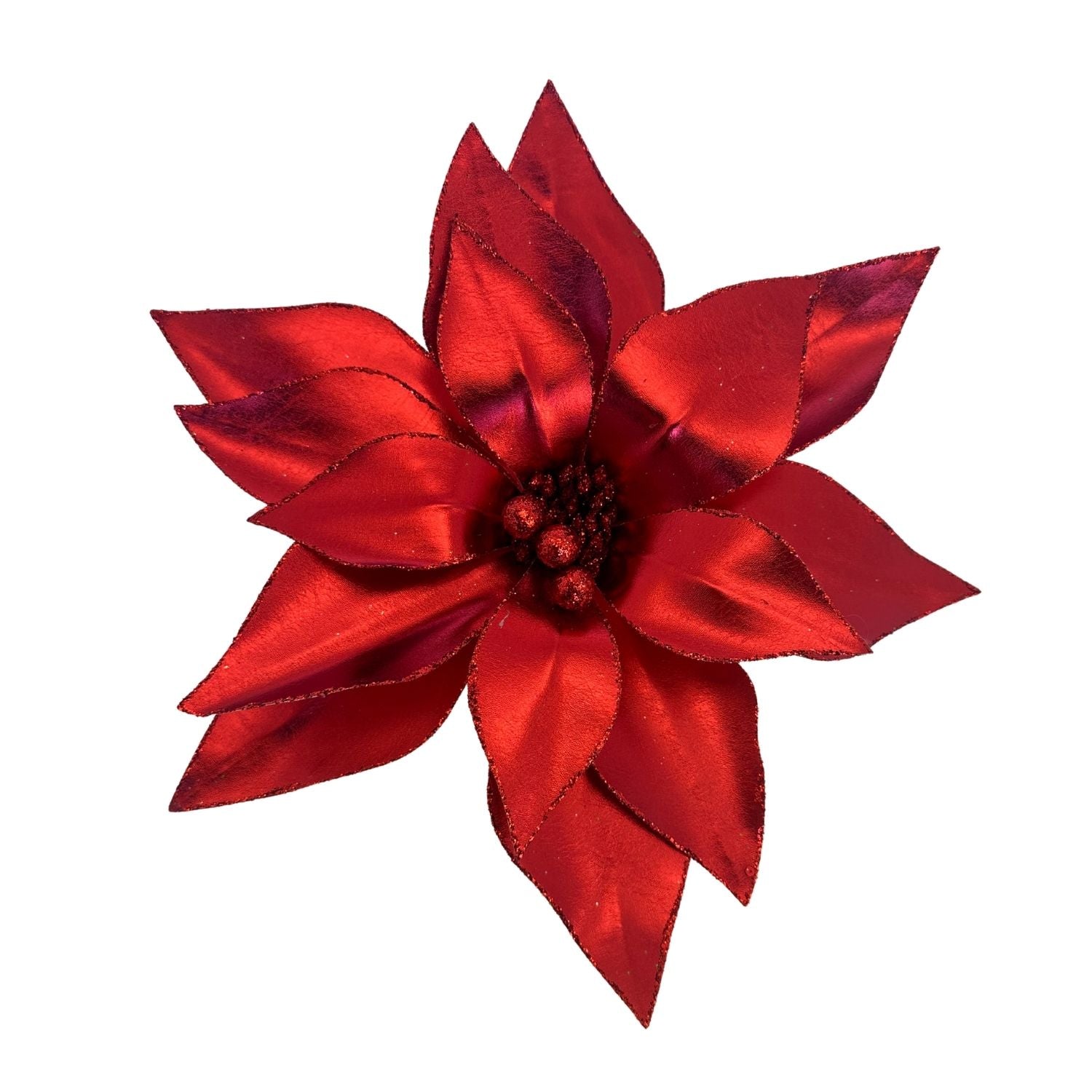 Red Metallic Poinsettia - Seasonal Decor