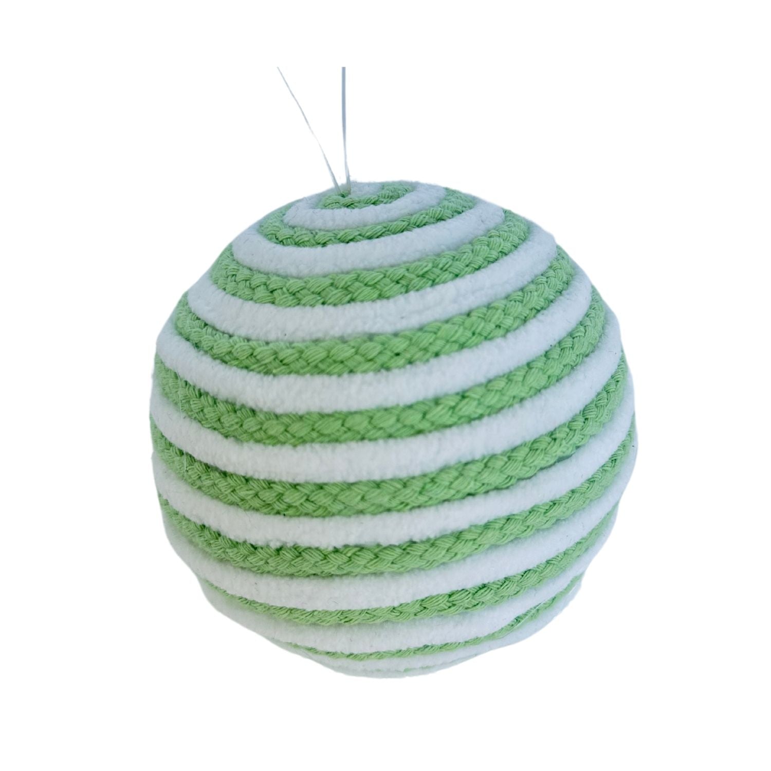 Mint White Fabric Ball Hangin - Seasonal Decor