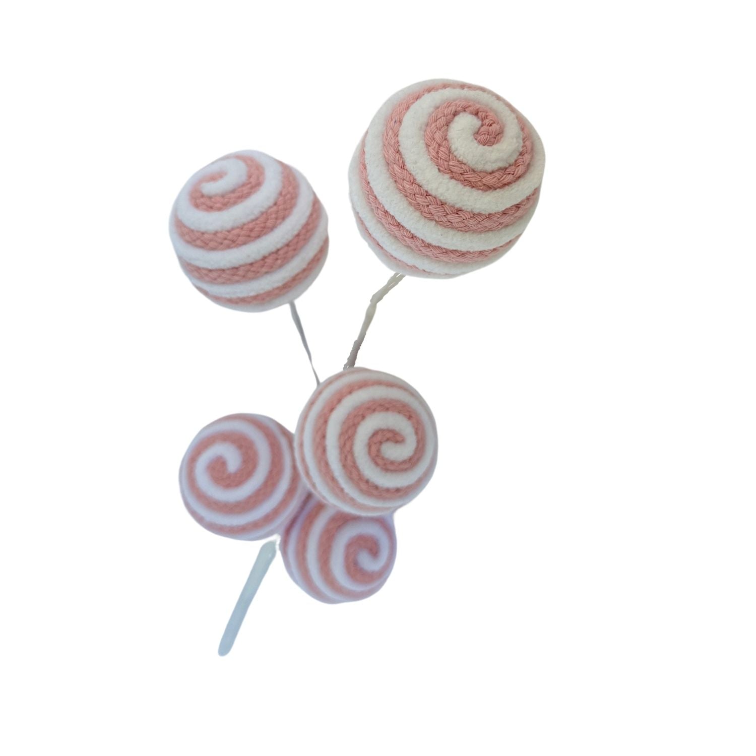 Pink White Fabric Ball Spray - Seasonal Decor