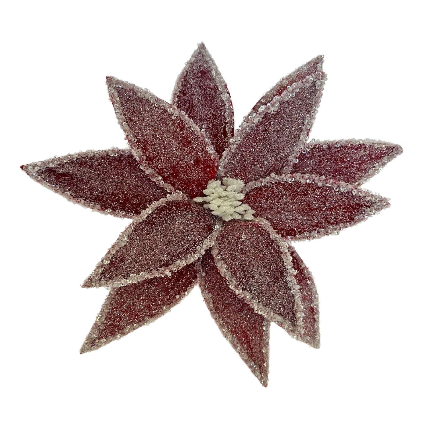 Red Iced Poinsettia - Seasonal Decor