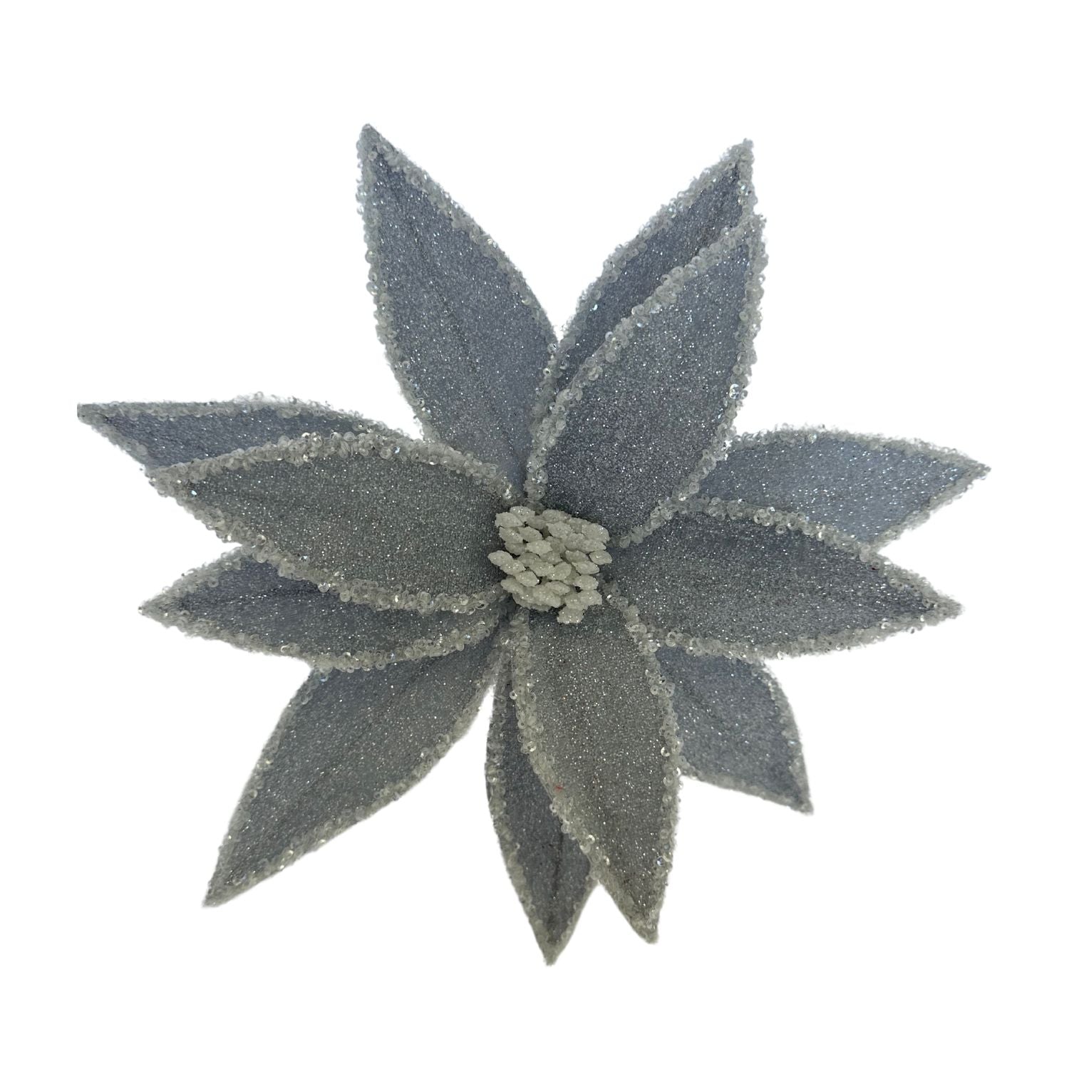 Grey Iced Poinsettia - Seasonal Decor
