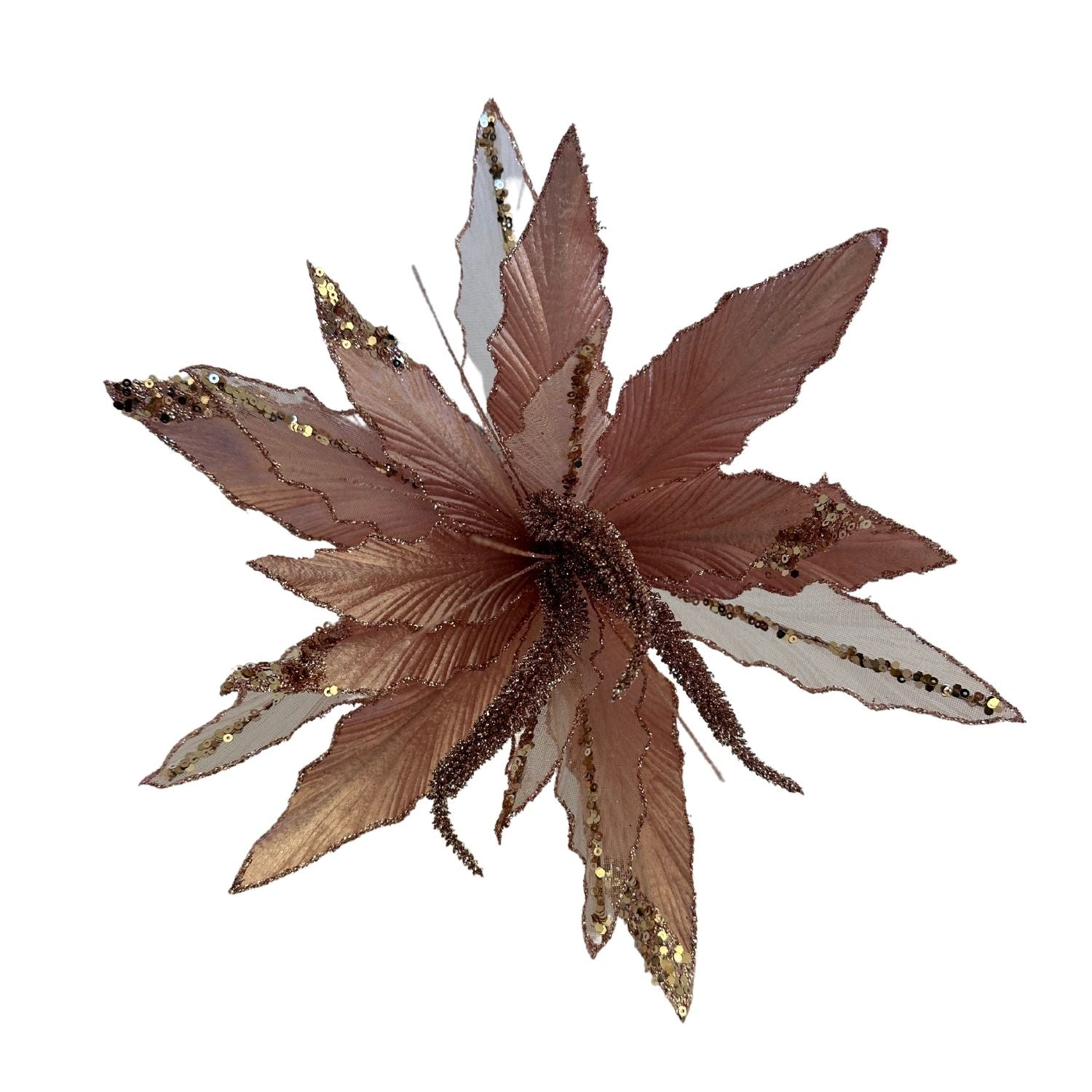 Rose Glitter Poinsettia - Seasonal Decor