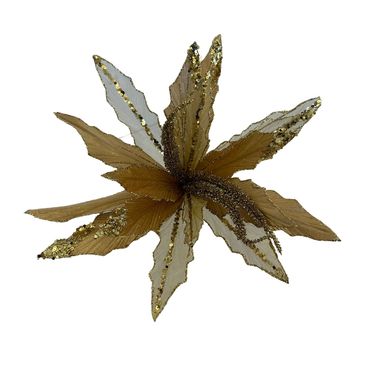 Gold Glitter Poinsettia - Seasonal Decor