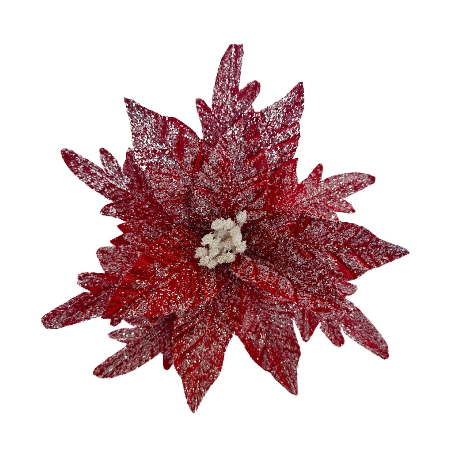 Red Glitter Poinsettia - Seasonal Decor