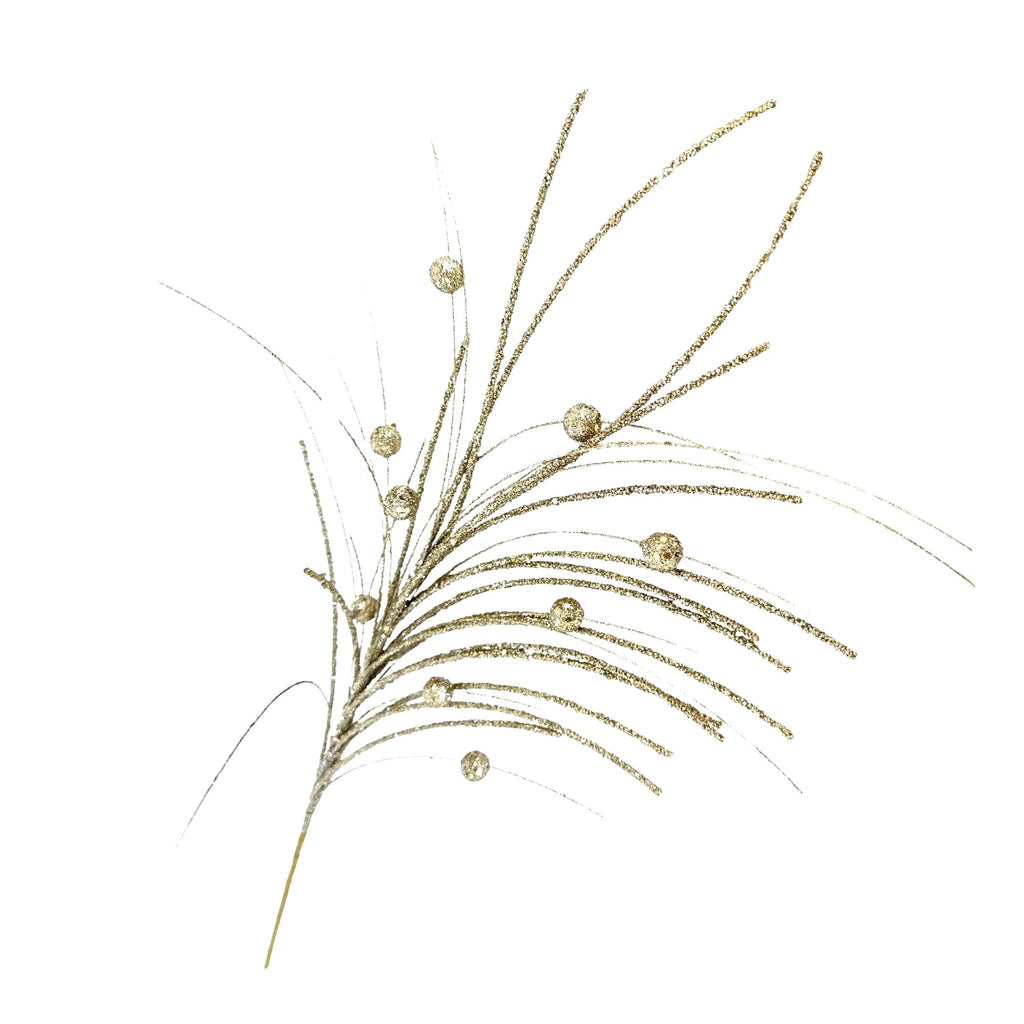 Gold Feather Ball Spray - Seasonal Decor
