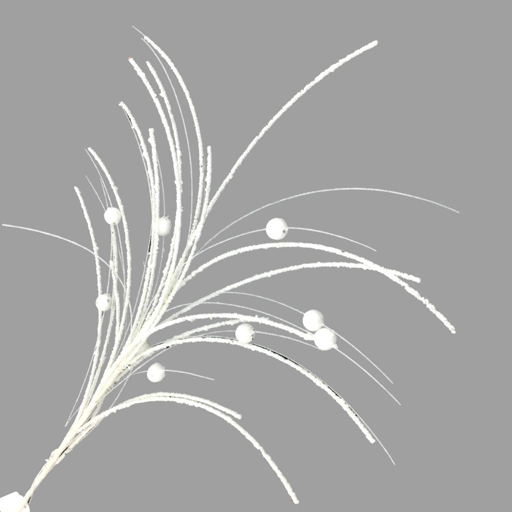 White Feather Ball Spray - Seasonal Decor