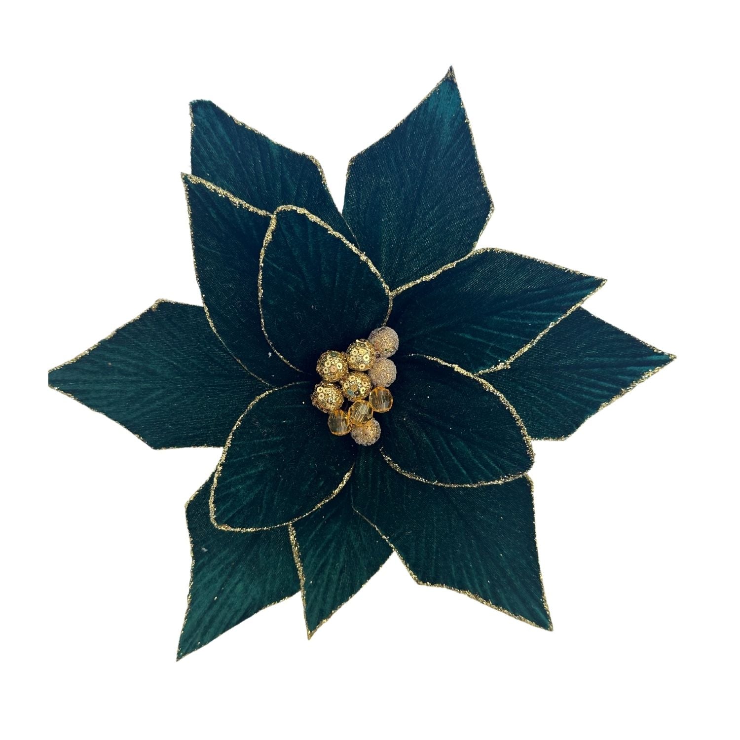 Emerald Green Gold Poinsettia - Seasonal Decor