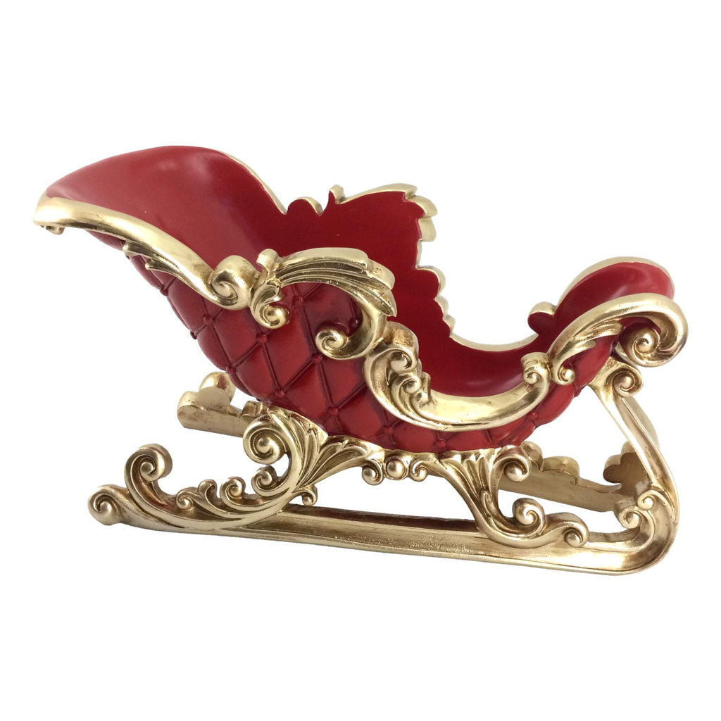 Red Gold Sleigh - Seasonal Decor