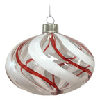9cm Clear Oval Red Swirl Hanging - Seasonal Decor