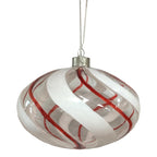 11cm Clear Oval Red Swirl Hanging - Seasonal Decor