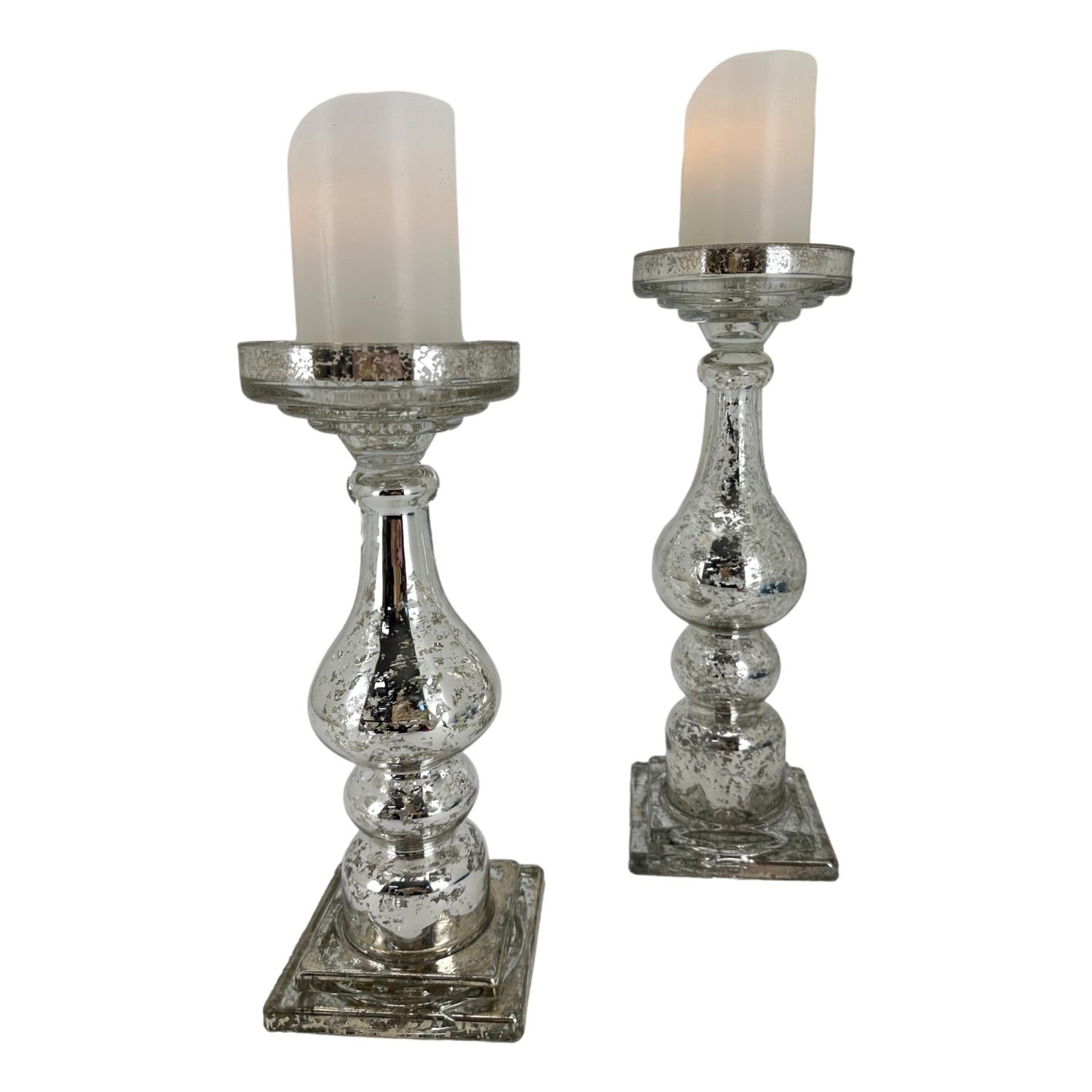 Sm Silver Glass Candle Holder - Seasonal Decor