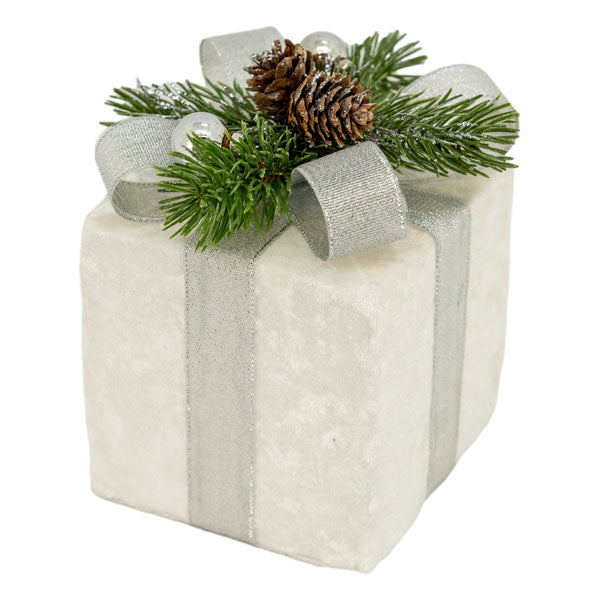 Silver Gift Box Sm - Seasonal Decor