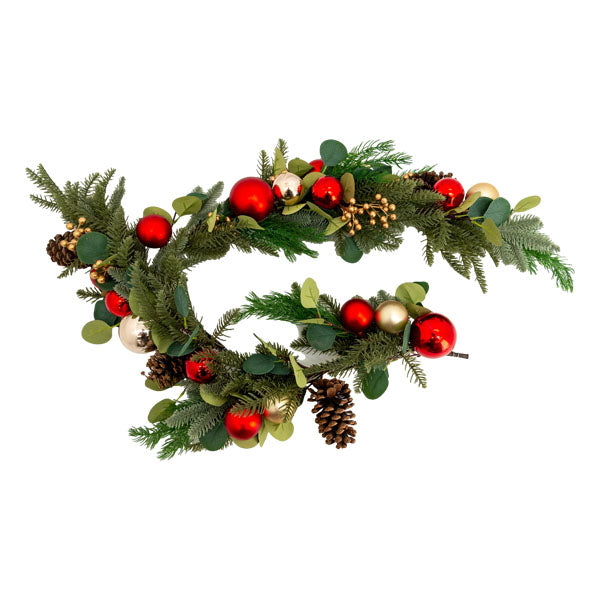 Red Gold Festive Garland - Seasonal Decor
