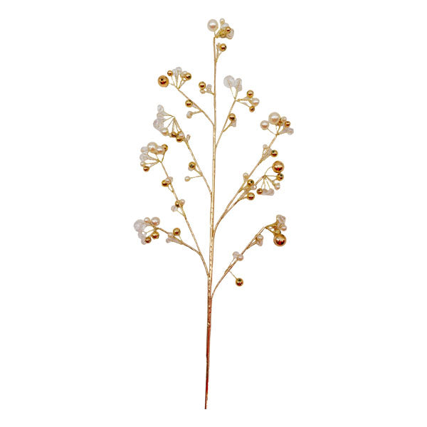 Pearl And Gold Leaf Spray - Seasonal Decor
