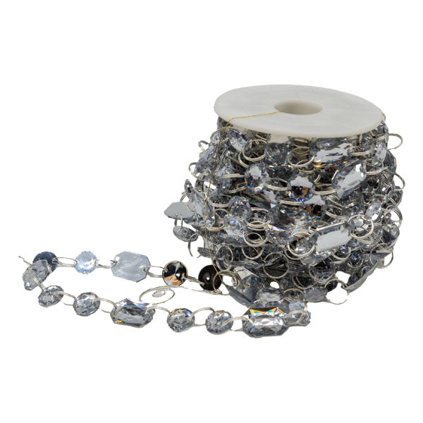 9m Silver Acrylic Crystal Garland - Seasonal Decor