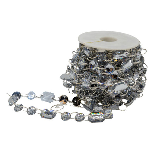 9m Silver Acrylic Crystal Garland - Seasonal Decor
