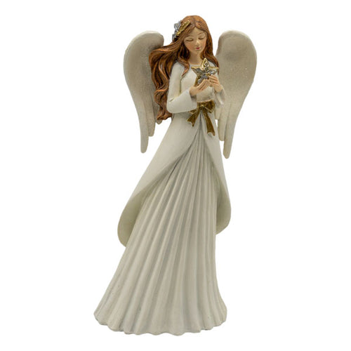 Cream Angel With Star - Seasonal Decor