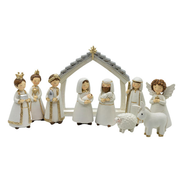 10 Piece Cream Nativity - Seasonal Decor