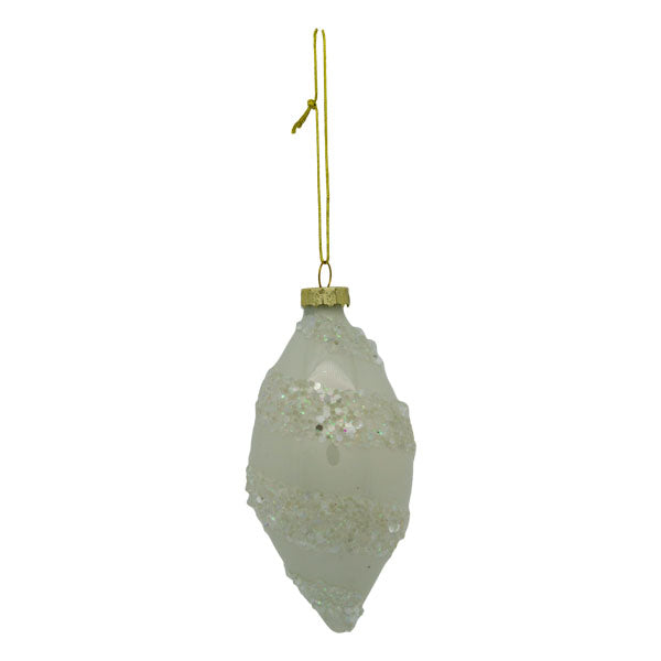 White Crystal Swirl Long Drop - Seasonal Decor