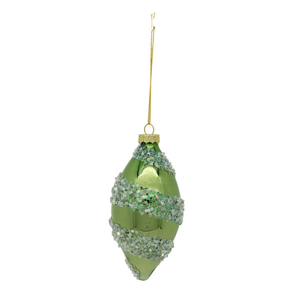 Green Crystal Swirl Long Drop - Seasonal Decor