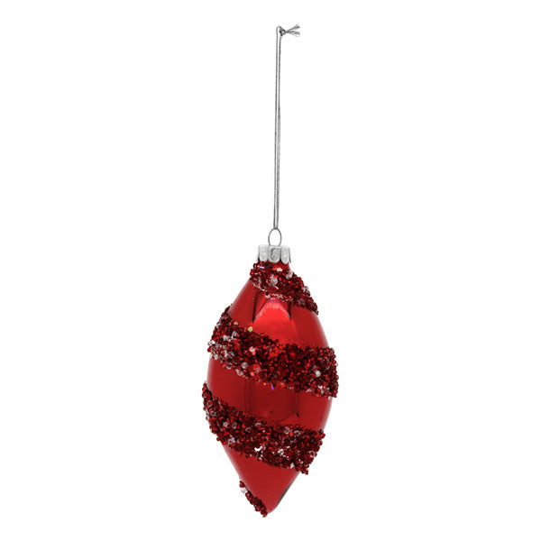 Red Crystal Swirl Long Drop - Seasonal Decor
