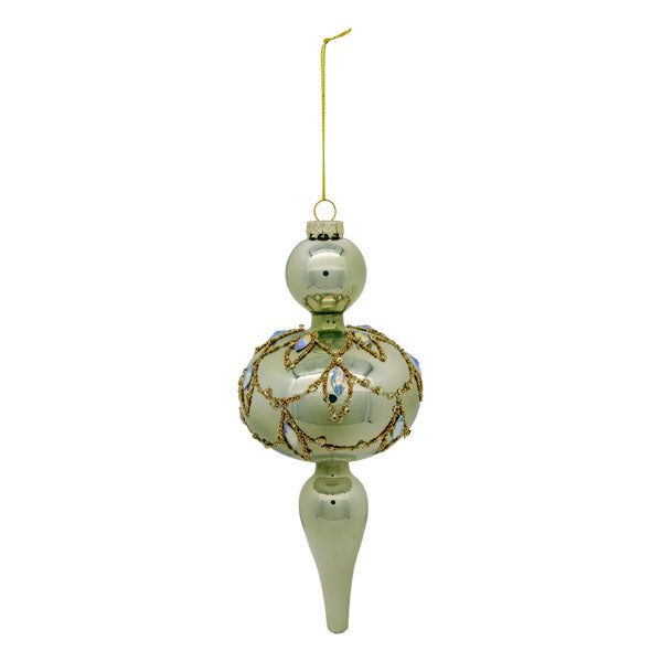 Sage Green Gold Baroque Finial - Seasonal Decor