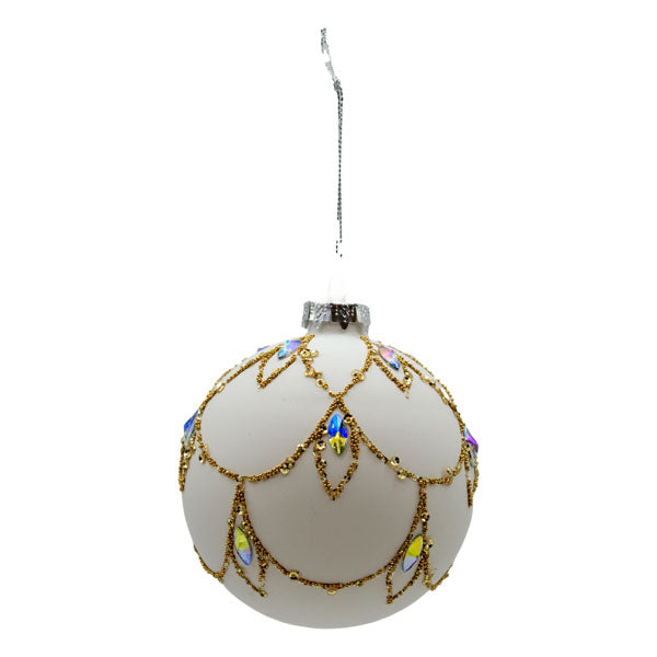 White Gold Baroque Ball - Seasonal Decor