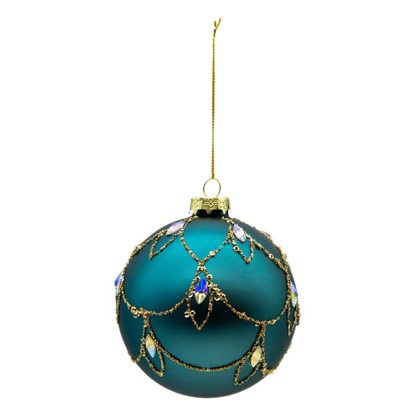 Teal Gold Baroque Ball - Seasonal Decor