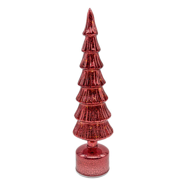Burgundy Glass Tree Lg - Seasonal Decor