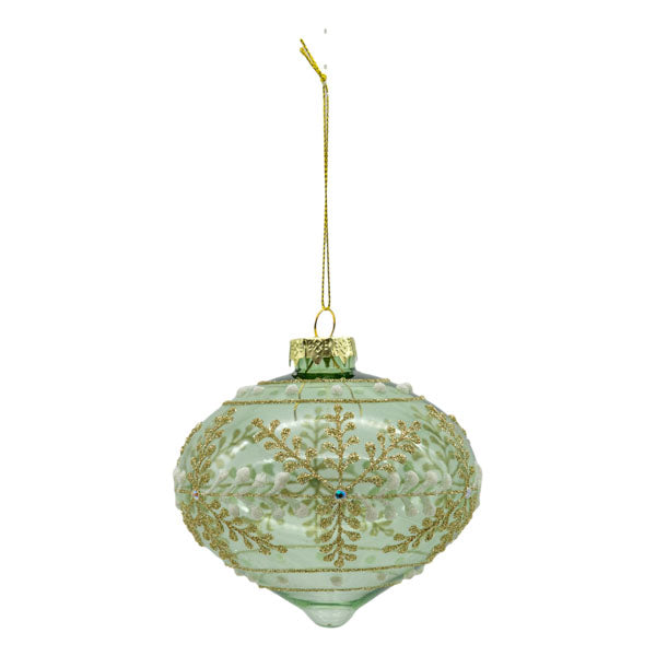 Clear Green Ornate Drop - Seasonal Decor
