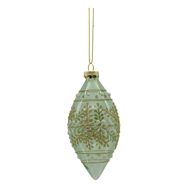 Clear Green Ornate Long Drop - Seasonal Decor