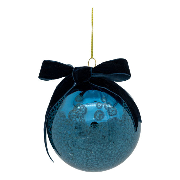 Antique Blue Bow Ball - Seasonal Decor
