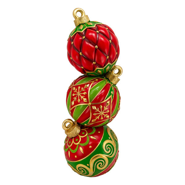 Red Green 3 Bauble Stack - Seasonal Decor