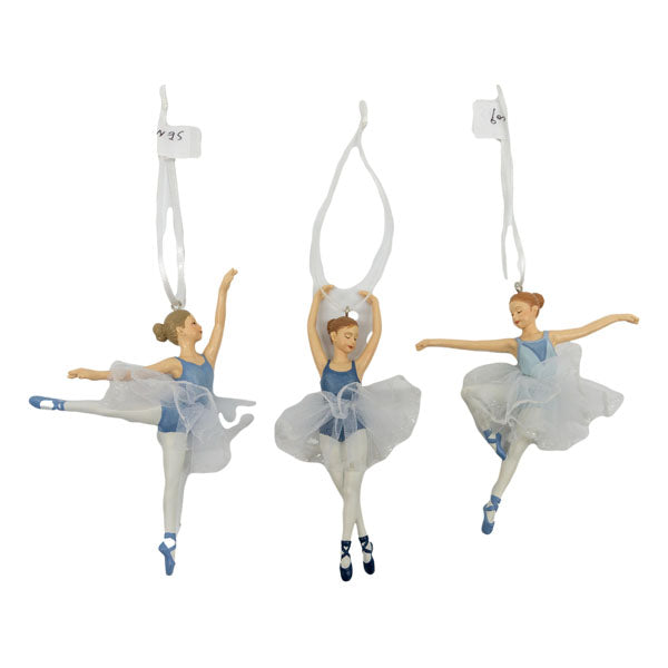 Blue Ballerina Ornaments Assorted - Seasonal Decor