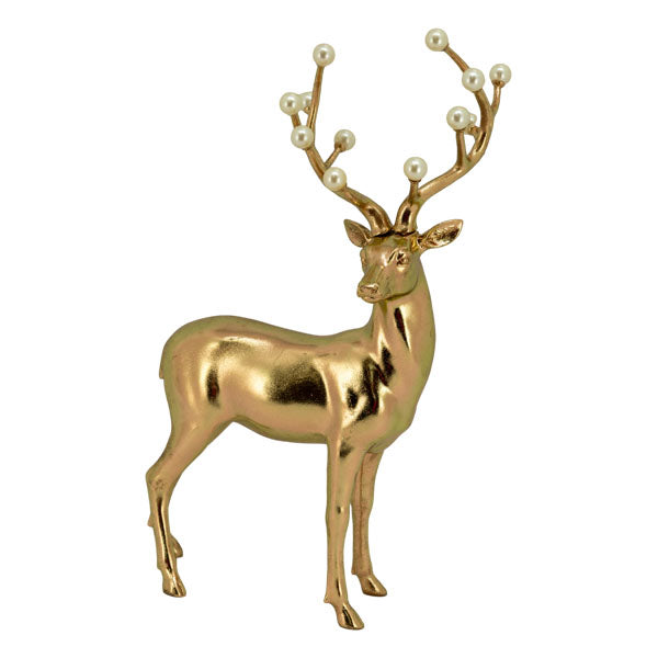 Pearl Gold Standing Deer - Seasonal Decor