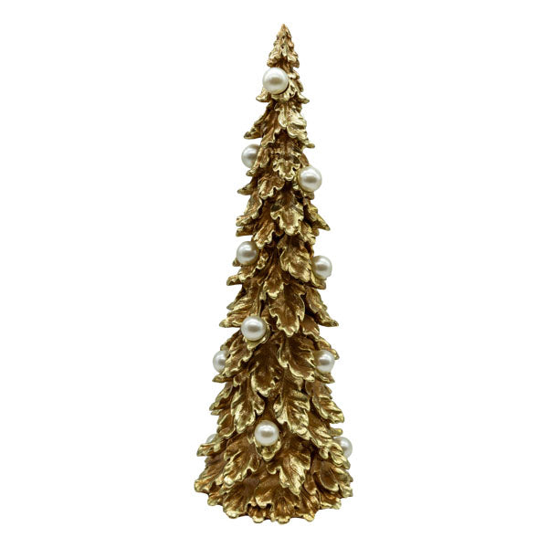 Lg Pearl Gold Ruffle Tree - Seasonal Decor